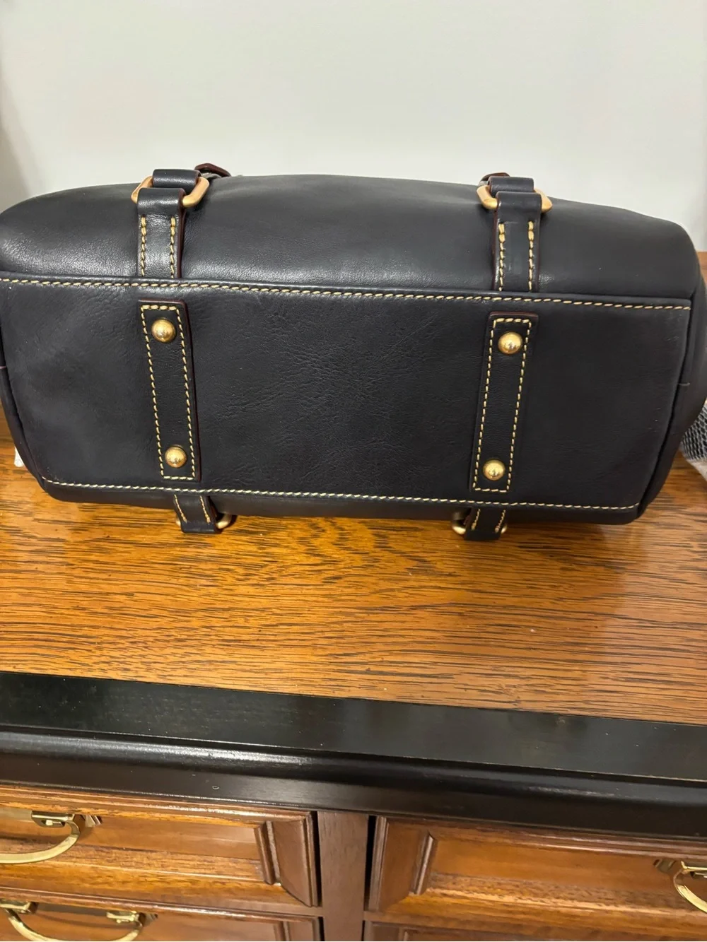 Dooney and Bourke navy Florentine Mini Satchel Bag with Decorative Chain